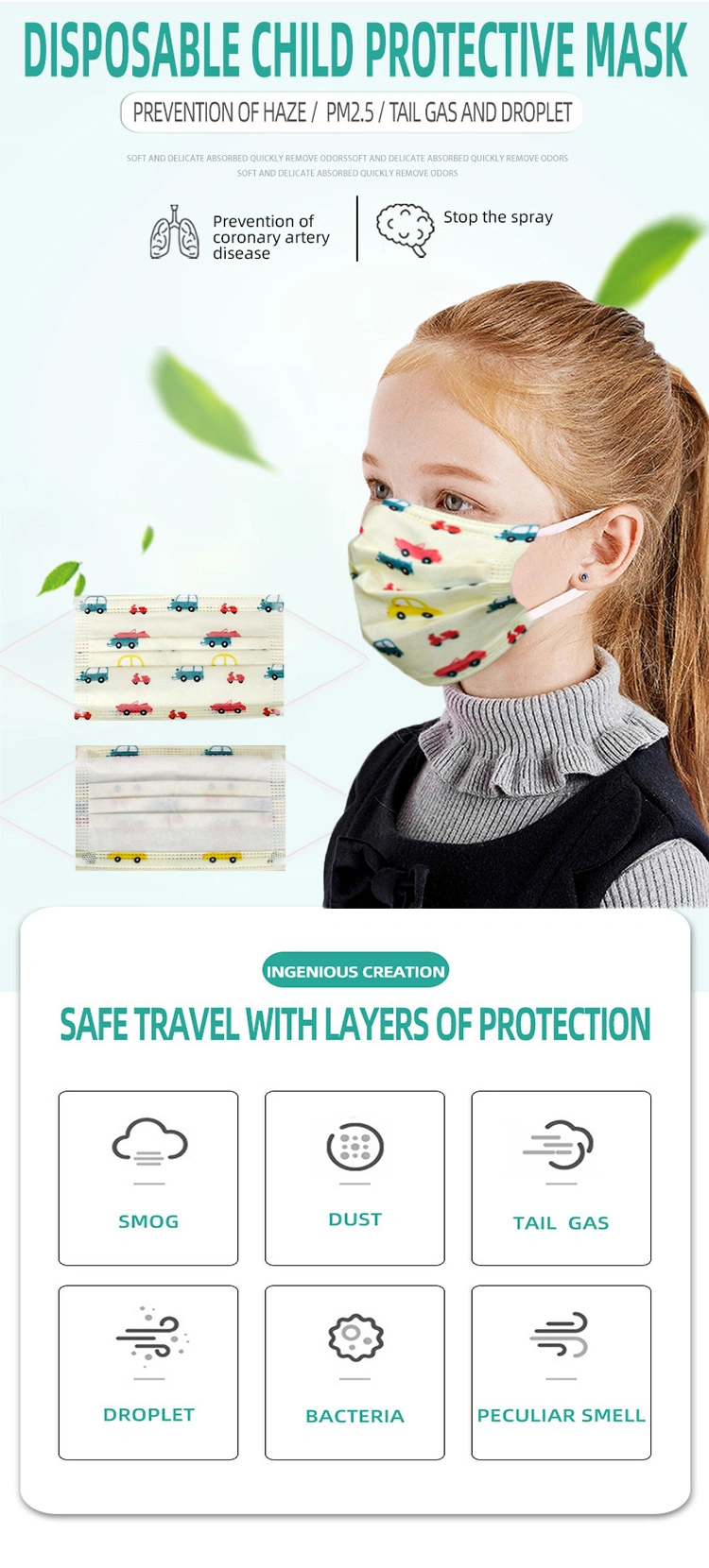 Earloop Face Mask for Kids 3 Ply Pm2.5 Face Mask Children Masks All-Round Protection Three Layers of Protective Mask