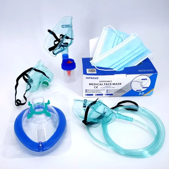 의학 외과 처분할 수 있는 산소 공기통 부대 PVC 부속품 Bipap 부직포 3 가닥 CPAP CPR 호흡 분무기 KN95 마취 유형 Iir 기관 절개술 가면